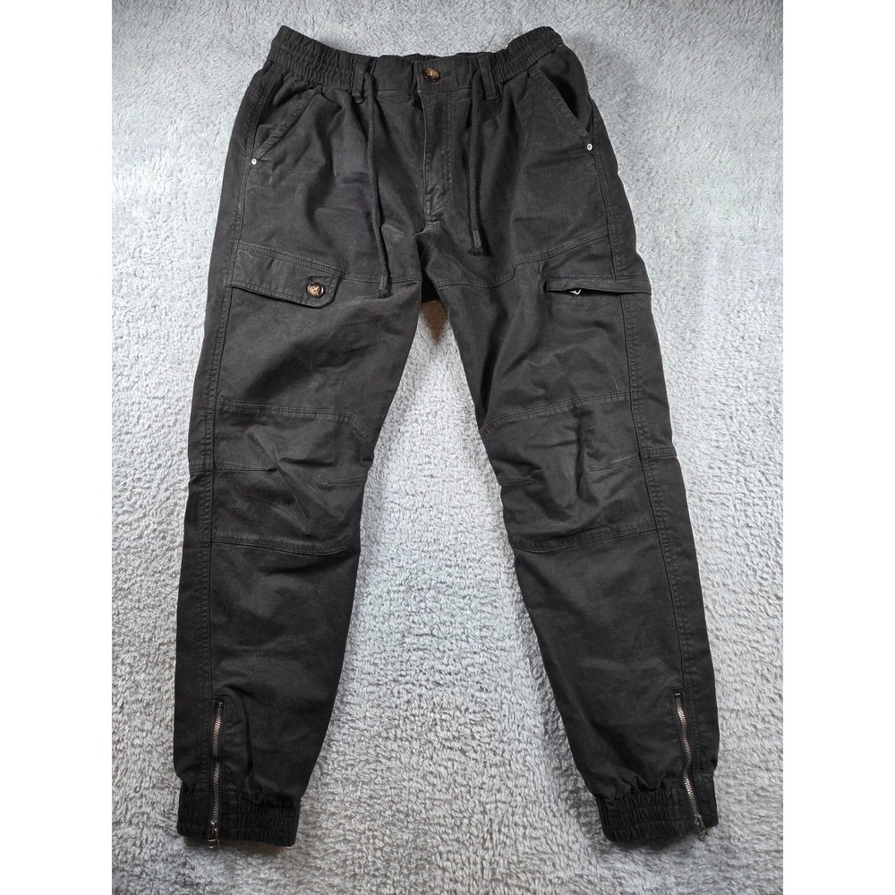 Unbranded Cargo Joggers 32 Black Mens Tactical Techwear Zipper Cuff Pants